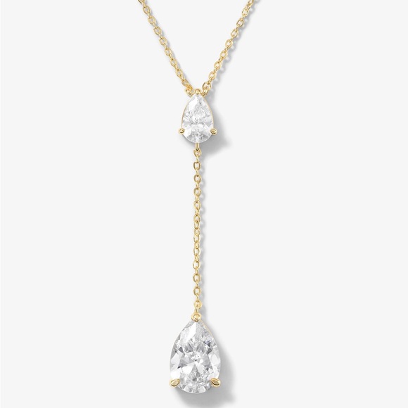 💜Melinda Maria Gold Necklace with Clear Pendants - Picture 1 of 3